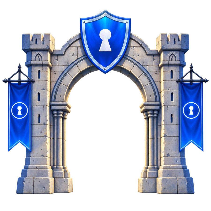 De poort van de CyberSafe Citadel, de finish van het bord